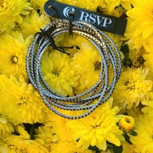 Dual-Tone Silver and Black Crystal Accent Braclet